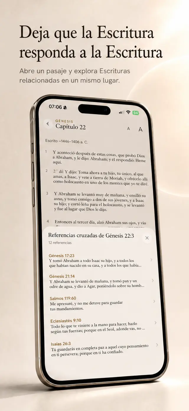 El lector de la Biblia de Day 4 con las referencias cruzadas de un versículo