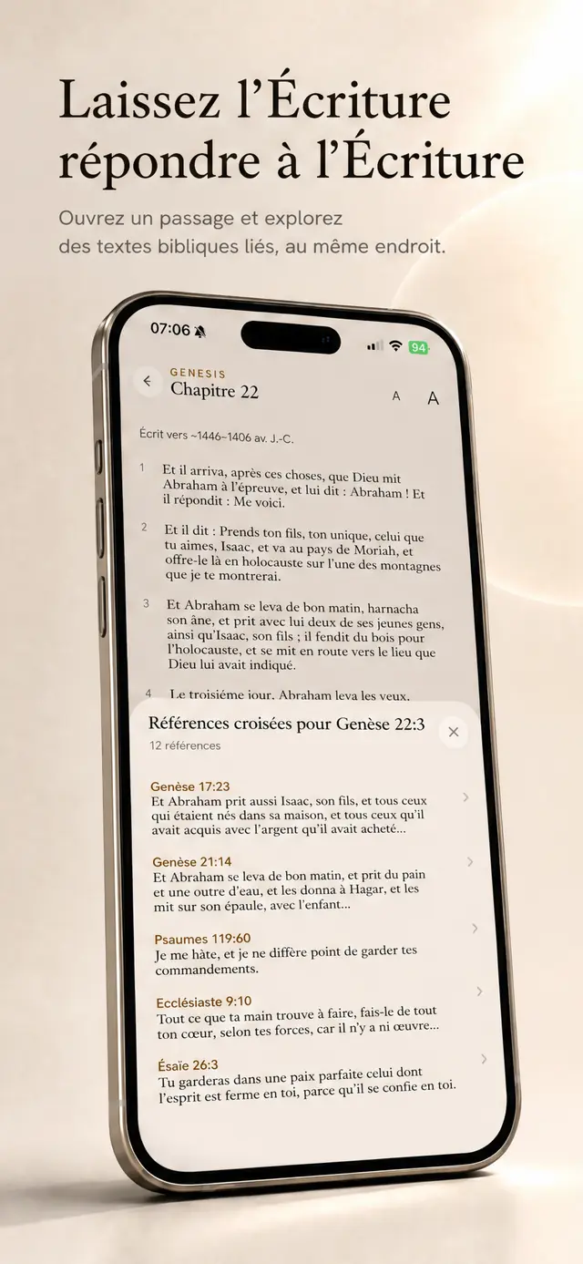 Le lecteur biblique de Day 4 avec les références croisées d’un verset