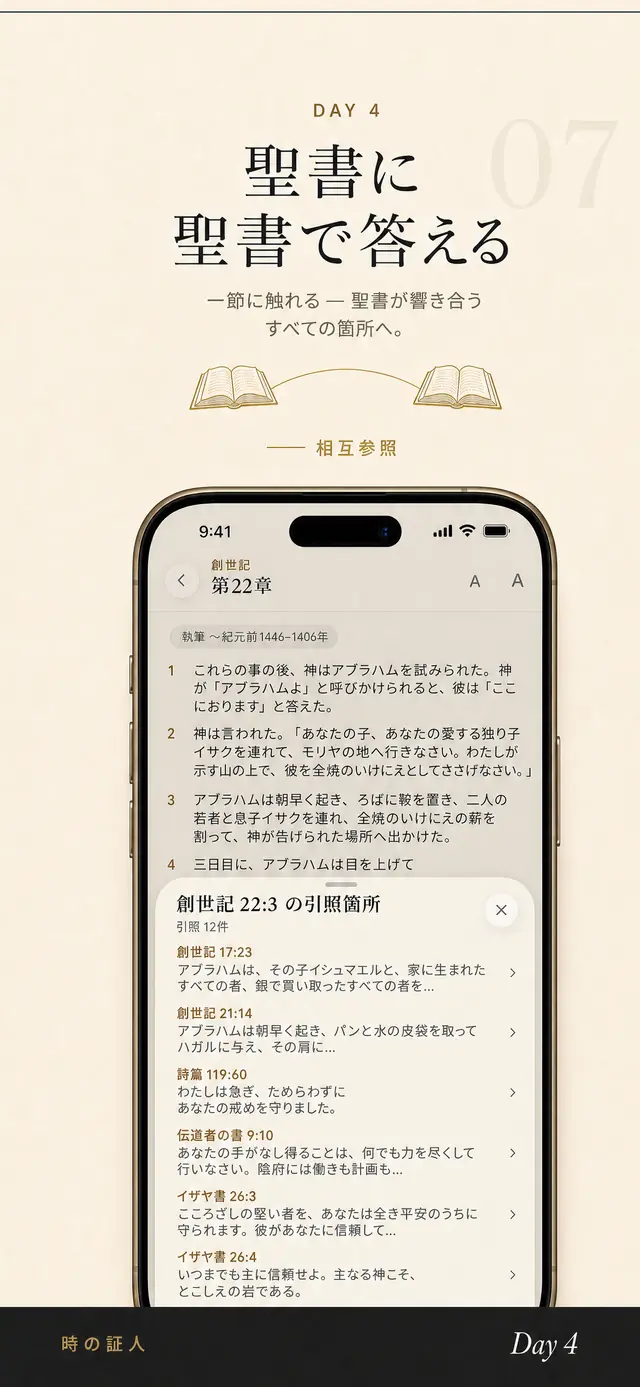 Day 4 の聖書リーダー:節の相互参照を表示