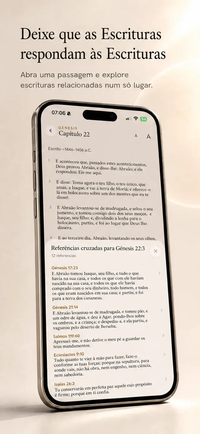O leitor da Bíblia do Day 4 com as referências cruzadas de um versículo
